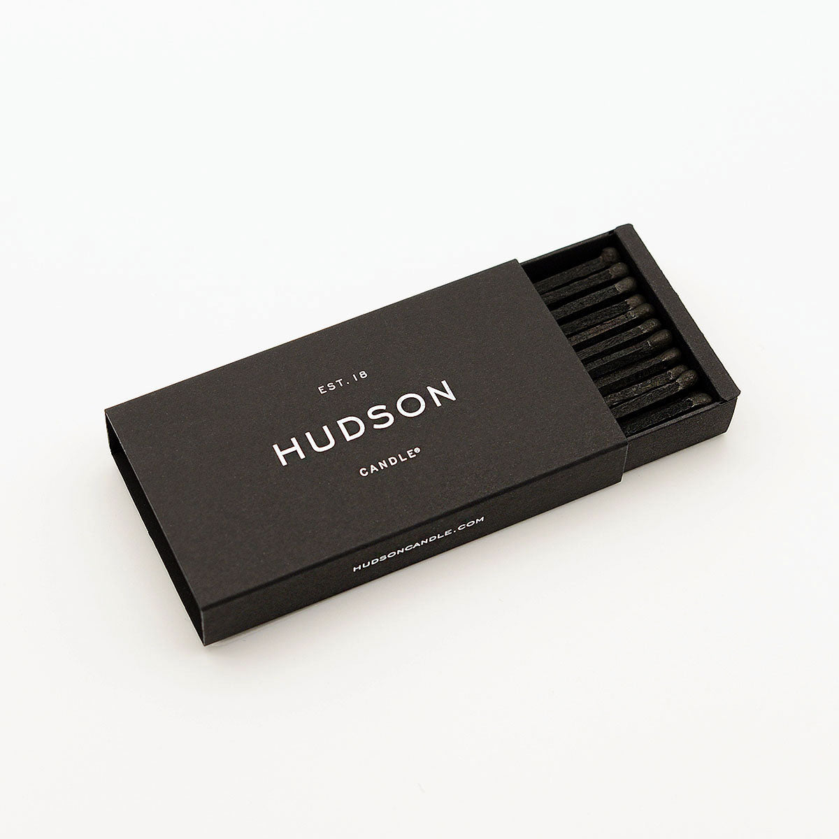 Hudson Candle® - The ultimate add on to level up your candle game. Featuring our signature black boxing with sturdy black dip-dyed matchsticks, substantially measuring 4 inches long. Elegantly crafted matches for candle connoisseurs alike. Jo Malone Lafco Apotheke Forvr Mood Harpers Bazaar Elle Cire Trudon Neom Dyptique Byredo Baies Bloomingdales Nordstrom Archipelago Nest Forbes Harrods Luxury Hudson Candle New York Made in Germany